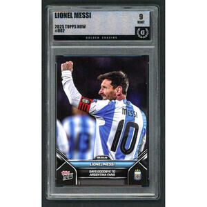 2025 Topps Now  #002- Lionel Messi  "Says Goodbye to Argentina Fans" Mint 9